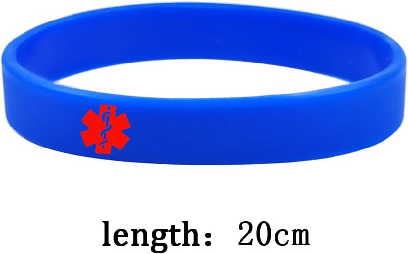 LiFashion LF 3Pcs Silicone Rubber Chain Medical Blood THINNER Bracelet Health Alert Monitoring Systems Emergency Cuff Wrap Wristband for Men Women