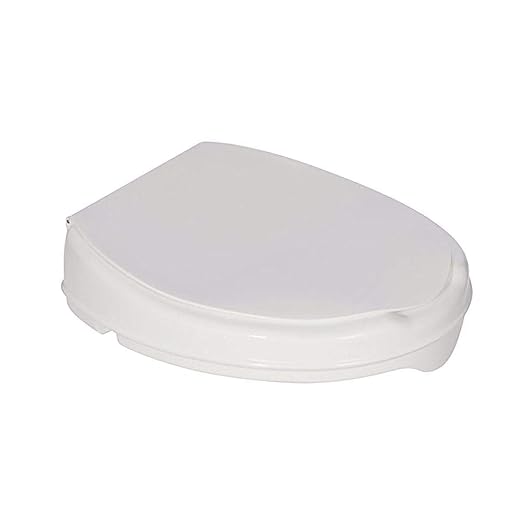 Homecraft Savanah Raised Toilet Seat 2" with Lid, Elongated & Elevated Lock Seat Support for Elderly, Handicapped and Disabled Users, White Colour | Elevated toilet seat riser for seniors and elderly; universal fit for most standard toilets, portable a...
