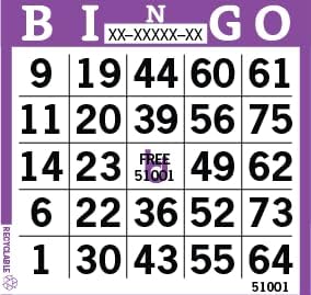 Bingo Paper Sheets – 1 Face, 4" x 4" – Pack of 500 Disposable Single-Use Bingo Cards – Recyclable Dauber Paper for Seniors, Adults & Community Events (Purple)