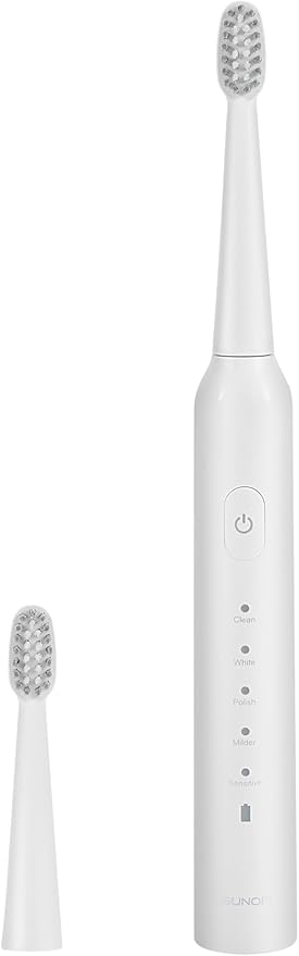 Sonic Electric Toothbrush Set for Adults, 5 Modes Rechargeable Toothbrush with 5 Brush Heads, 50-Day Battery Life, IPX7 Waterproof, 2-Min Smart Timer (White)