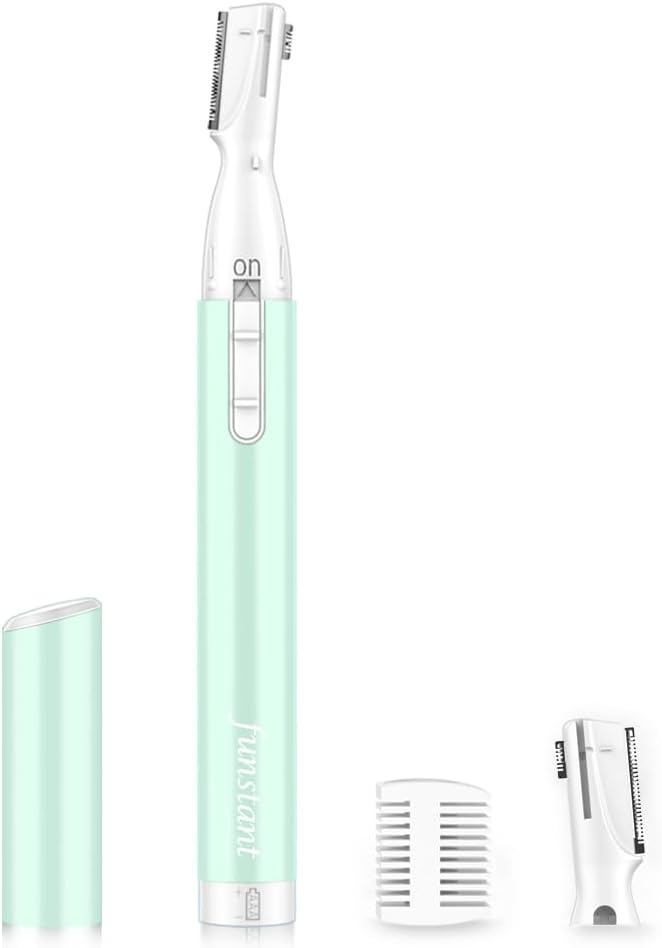 Eyebrow Trimmer, Precision Electric Eyebrow Razor for Women Battery-Operated Facial Hair Remover with Comb No Pulling Sensation Painless for Face Chin Neck, Upper-Lip, Peach-Fuzz