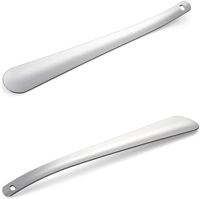 Ebonee 12 Inch Long Metal Shoe Horn for Seniors, 12" Heavy Duty Shoe Helper Stick, Stainless Steel Shoehorn for Men Women