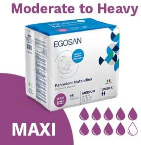 Egosan Maxi Incontinence Disposable Adult Diaper Brief Maximum Absorbency and Adjustable Tabs for Men and Women (X-Large, 15-Count)