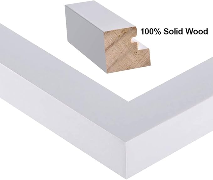 6x8 inch Picture Frame Made of 100% Solid Wood and High Definition PlexiGlass Display Pictures for Table Top Display and Wall Mounting Photo Frame White