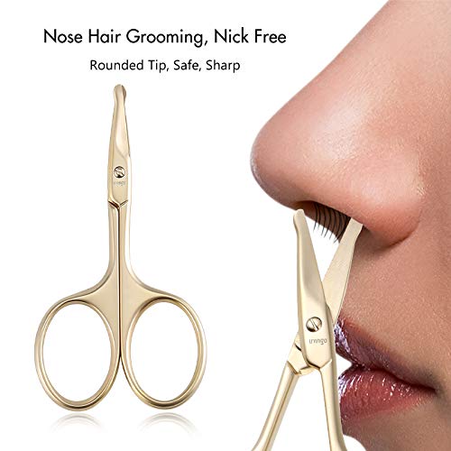 LIVINGO Small Nose Hair Scissors Curved Blade Rounded Tip Gold | Stainless Steel Construction, Safe Blunt Tip, Precision Trimming for Eyebrow Cuticle Facial Hair Care
