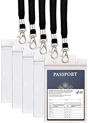 5Pack Extra Large ID Badge Holder for Passport with Lanyards,4x6 Inch Fill for Passports,Cash, Credit Card,etc.by CypesCrafts(5Pack Black Lanyards)
