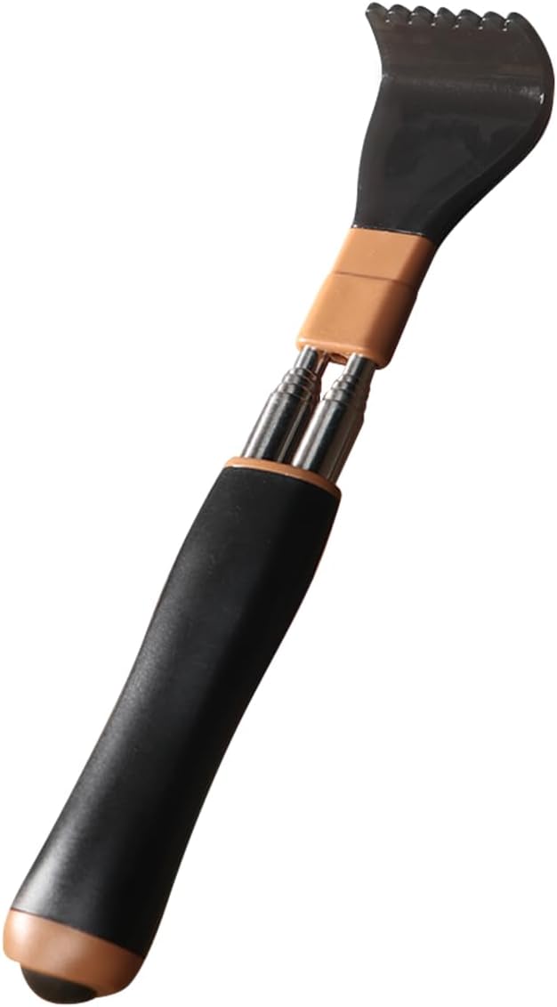 Portable Extendable Double-Pole Back Scratcher（8.3-21.3in），Hand Massager for Scratching Itches, Strong and Sturdy,Good Practical and Novel Gifts for Friends and Family. (Black, 1 Pack)