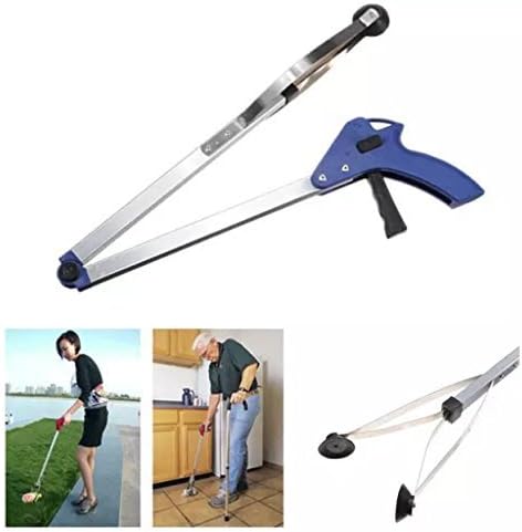 [New Version] 2 Pack Foldable Reacher Grabber Tool, Long 32" Foldable Extender Gripper Tool, Suction Cups for Precise Work, Claw Trash Garbage Picker, Garden Nabber, Mobility Aid Pick Up Tool