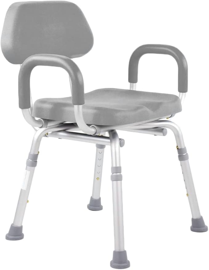 Platinum Health Shower Chair, Bath Chair, Padded with Armrests, Comfortable(tm) Deluxe Shower Chair. Institutional Quality. (Gray)