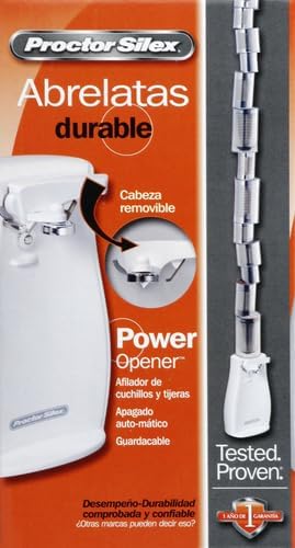Proctor Silex Power Electric Automatic Can Opener for Kitchen with Knife Sharpener, Twist-off Easy-Clean Lever, Cord Storage, White (75224PS) (Pack of 2)