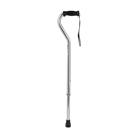 Days Standard Bariatric Offset Cane with Tall Height Adjustment, Bariatric Cane with Rubber Tip, Heavy Duty Walking Cane for Weight Bearing, Mobility Aid for Elderly, Silver with Black Handle