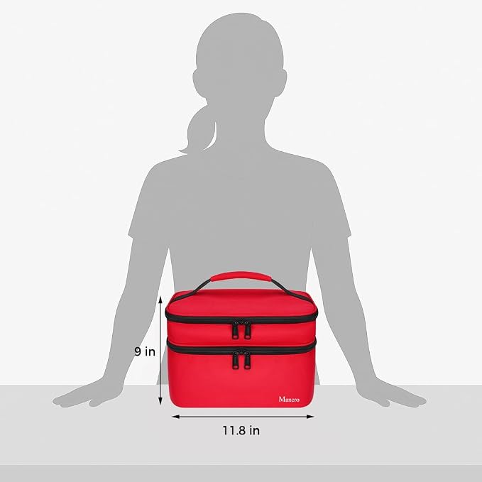 Mancro Dual Layers Medicine Organizer Bag, Pill Bottle Organizer Storage with Lockable Zipper, Medication Travel Bag for Pills, Vitamins, Medical Supplies for Home Storage, XL