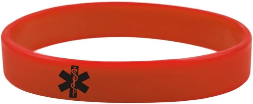 LiFashion LF 3Pcs Silicone Rubber Chain Medical Blood THINNER Bracelet Health Alert Monitoring Systems Emergency Cuff Wrap Wristband for Men Women