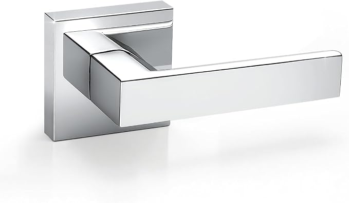 KNOBWELL 1 Pack Dummy Lever Door Handle Polished Chrome Interior Closet Doorknob Inactive Fake Door Lever(One Side Use)
