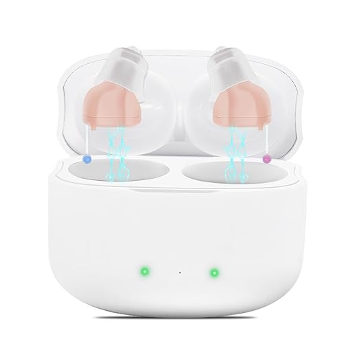Rechargeable True Hearing Aids for Seniors Not Amplifiers Hearing Loss with Noise Cancellation 16 Channel Digital & Invisible Design with Charging Box