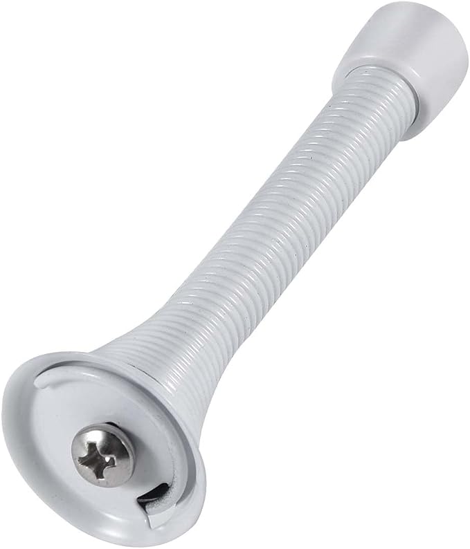 KISEER 12 Pack Spring Door Stops 3 1/4 Inch Flexible Heavy Duty Spring Door Stopper with RustProof Screw Rubber Bumper Tips (White)