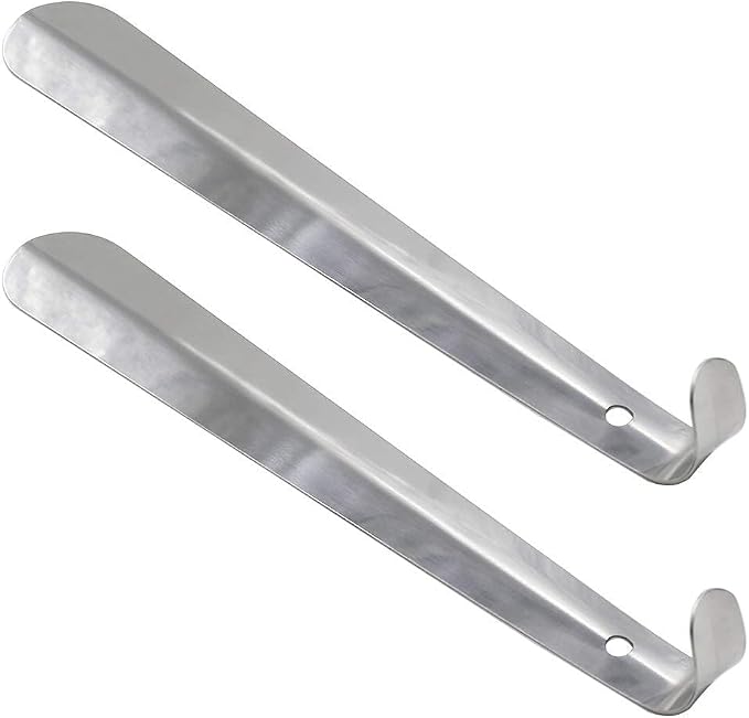 Metal Shoe Horn Long Handle, 12 Inch | Stainless Steel, Shoe Horn for Seniors, Men, Women, Pack of 2