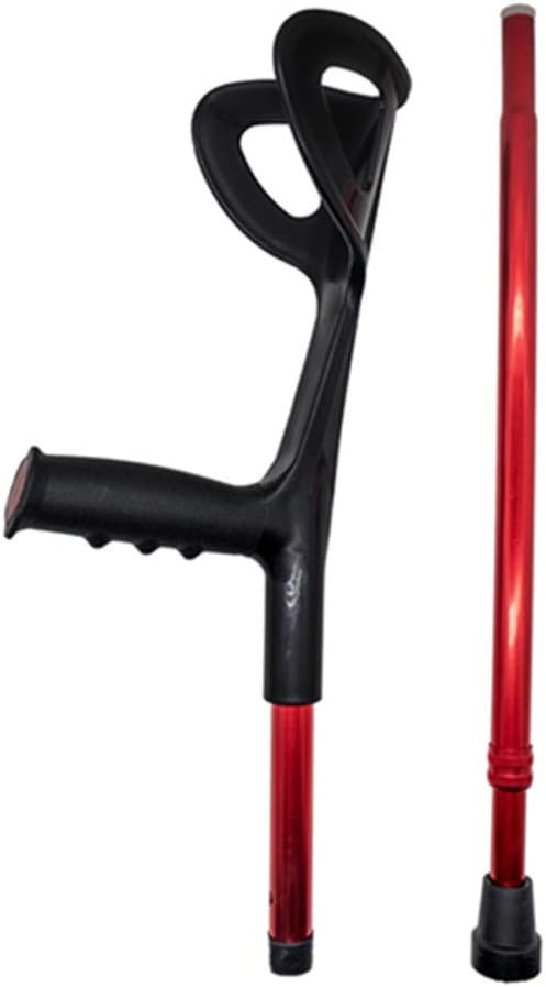 Lightweight Foldable Forearm Crutch, Aluminum Walking Stick,Height Adjustable, Ergonomic Handle with Comfortable Grip 2ZG-02BM (Red)