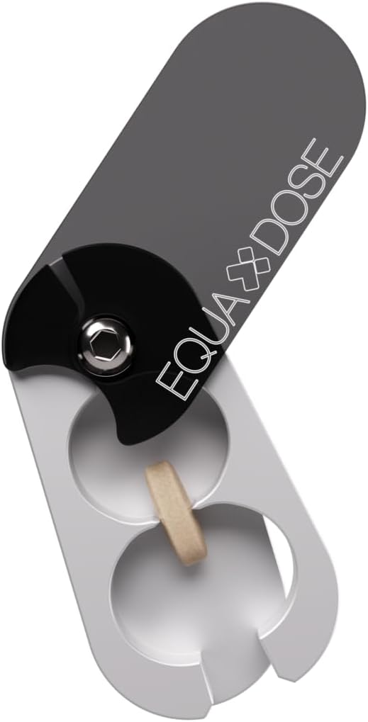 EQUADOSE Pill Splitter with Premium and Durable Aluminum Blades, Safely and Cleanly Cuts Small and Large Tablets, Vitamins, and Pills, Easy Tablet Divider for Accurate Medication Dosing, Black