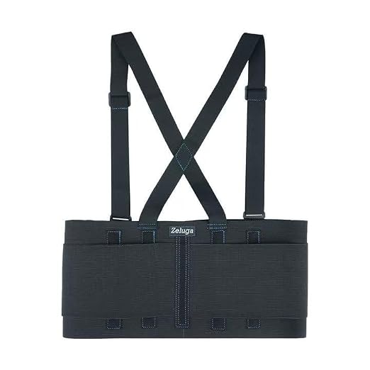 Zeluga 20-541 Industrial Work Back Brace, Back Support Belt with Suspenders, Lower Lumbar Support for Heavy Lifting, Removeable Straps, L/XL