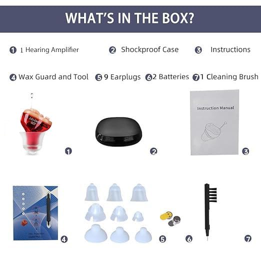 Hearing Aid for Seniors Adults Noise-Cancelling | Hearing Amplifier Invisible , Cleaning Tools Included (Red)