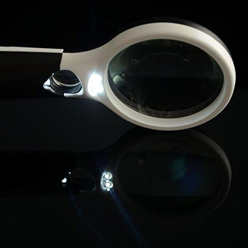 Magnifier 3 LED Light Handheld 3X 45X Glass Magnifier for Reading Jewelry | Portable, with bright white bulbs,for seniors, hobbyists, and repair workers, lightweight non-slip grip, daily tasks
