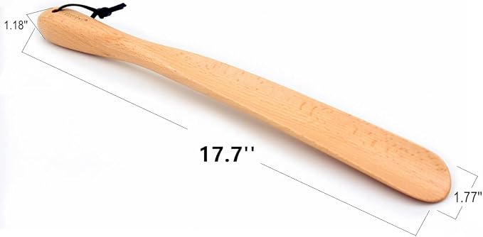 Bamber Wooden Shoe Horn Wood Shoehorn with Handle for Seniors Women Men Kids, 17.7'' Long, Beech Wood