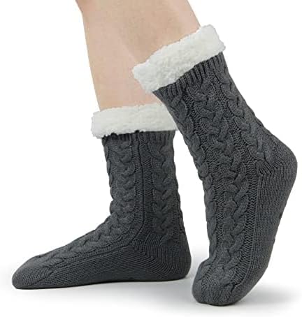 BenSorts Women Winter Thick Slipper Socks with Grippers Non Slip Warm Fuzzy Socks Christmas Gifts