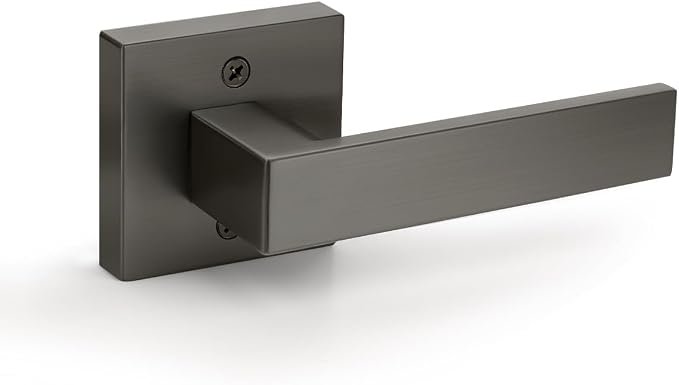 KNOBWELL 1 Pack Gunmetal Black Door Handle Dummy Doorknob Modern Square Closet Door Handle Inactive