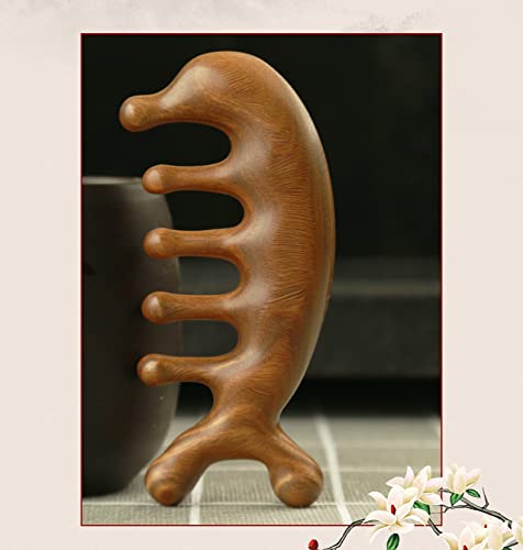 Authentic Green Sandalwood Comb Gua Sha Scraping Scalp Massager Head Head, Neck, Hands and Legs (B)
