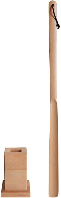 Shoe Horn Long Handle with Stand, Long Handle Hard Wood Shoehorn 28 IN (70 CM) with Stand, Extra Long Shoe Horn for Seniors, Men, Women, and Kids.