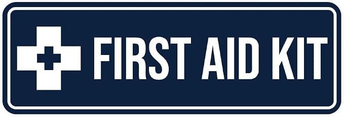 Standard First Aid Kit Sign (Navy Blue/White) - Medium (5 Pack)