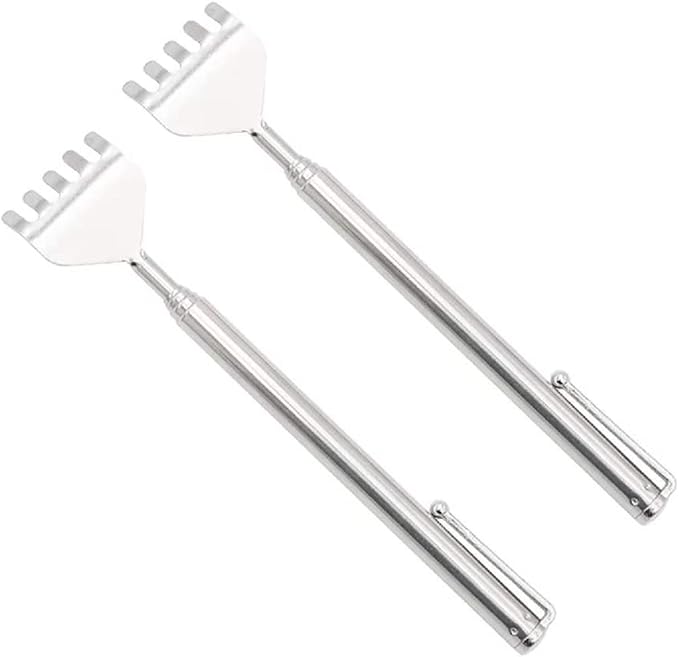 2 PCS Back Scratcher Massager Extendable Metal Handheld Hand Claw Extender for Itch Relief Retractable to 19 Inch