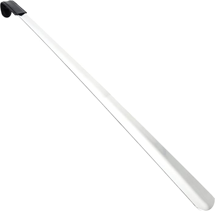 31.5" Extra Long Handled Shoe Horn,Metal Shoehorn for Men and Women,Heavy Duty Extended Stainless Steel Shoe Horn with Leather Grip for Seniors Pregnant Back Pain