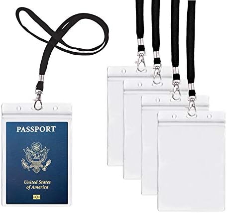 5Pack Extra Large ID Badge Holder for Passport with Lanyards,4x6 Inch Fill for Passports,Cash, Credit Card,etc.by CypesCrafts(5Pack Black Lanyards)