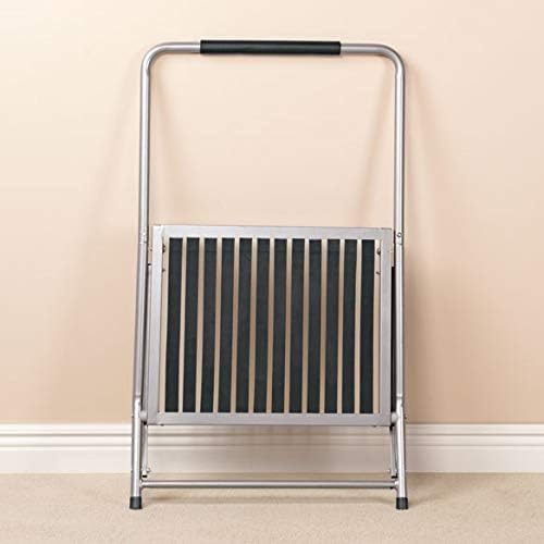 LivingSURE Extra Wide Folding Step Stool with Foam-Grip Handle – Non-Slip Surface, Lightweight Steel Frame, Adds 8" Height – Compact Safety Step for Kitchen, Bathroom, Bedroom & Indoor Use