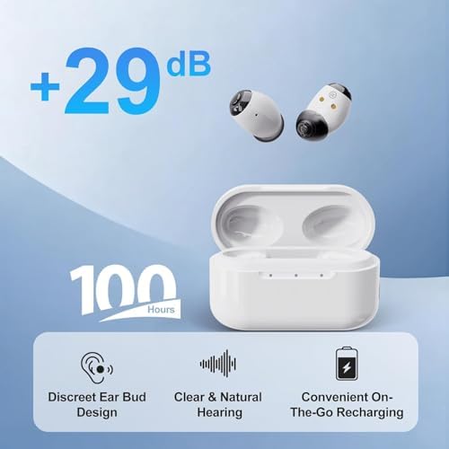 Ceretone Hearing Aids for Seniors Rechargeable, OTC Hearing Aids with Noise Cancelling, Volume Control (WHITE)