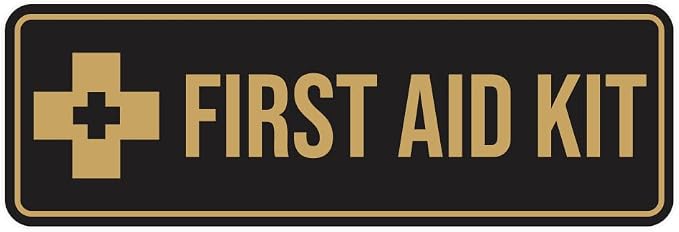 Standard First Aid Kit Sign (Black Gold) - Large