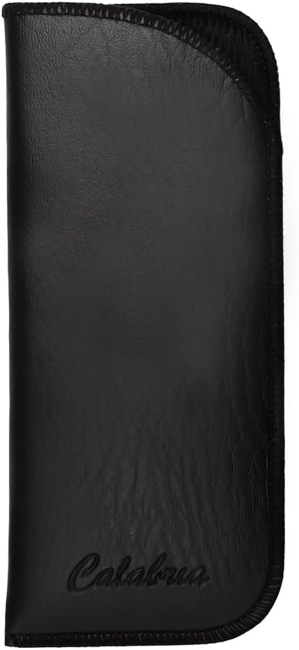 Calabria Half Slip-in Soft Eyeglass Case PU Leather Felt Black Men Women Vertical Flat Eye Glasses Pouch Sunglasses Holder