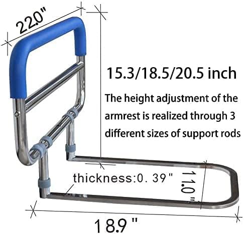 Bedside Assistant Stainless Steel Bedside handrail for The Stable and Foldable Adjustable Senior Bed Safety Rail and Bedside Standing Assist Grab Bar