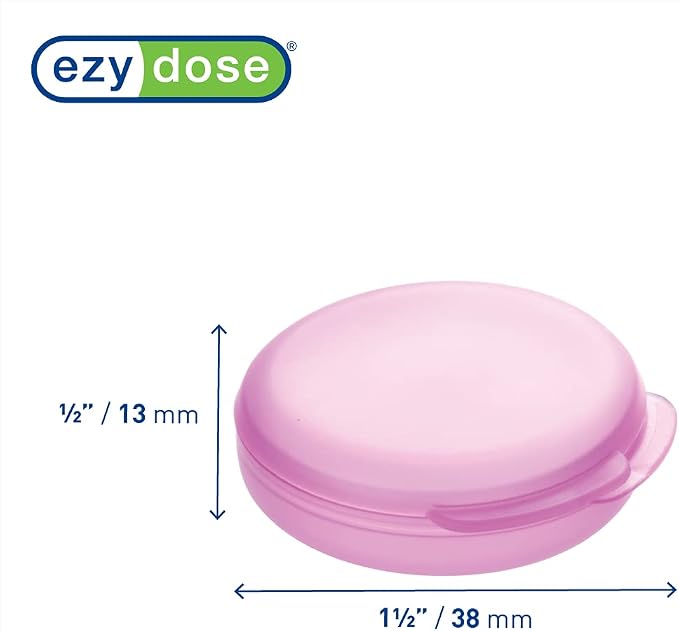 Ezy Dose Daily Round, Portable On-The-Go, Pill Box, Organizer and Vitamin Containers, Snap Shut Lids, Perfect for Traveling, Colors May Vary, 8 Pack