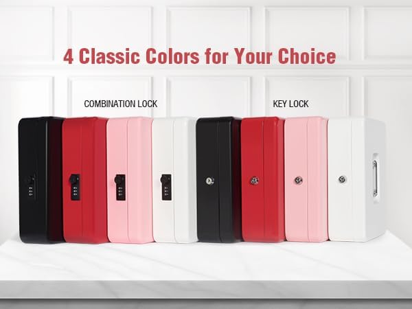 Cash Box with Money Tray and Key Lock Large Metal Money Safe Box with Cantilever Coin Tray, Lock Box for Money 11.8" x 9.4" x 3.54" Red