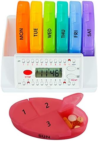 e-Pill 4 Times a Day x 7 Day Weekly Pill Organizer, Vitamin and Medicine Pill Box Reminder - with Timer