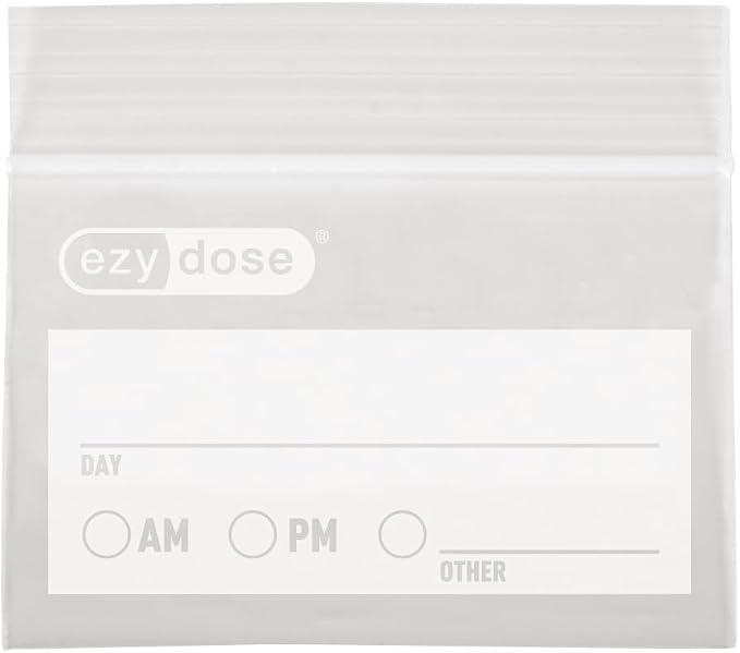 EZY DOSE Disposable Pill, Vitamin and Daily Medicine Organizer Pouches, Zippered Seal Baggies, Pocket Sized and Travel Friendly, Easy to Use, Write on Label, 50 Count, BPA Free