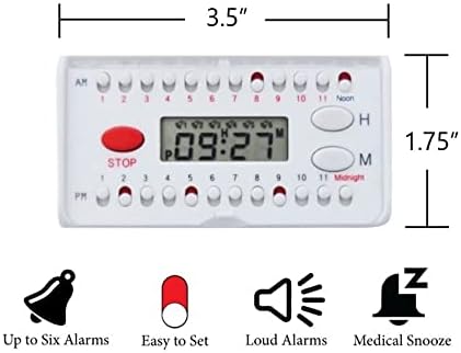 e-Pill 7 Day Weekly Pill Organizer – 6 Times a Day Medicine & Vitamin Box with 6 Alarm Reminders