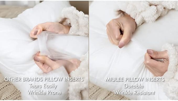 MIULEE Pillow Insert 18x18 Inch Decorative Square Throw Pillow Inserts | Premium Fluffy Pillow Forms Sham Stuffer for Sofa Couch Living Room