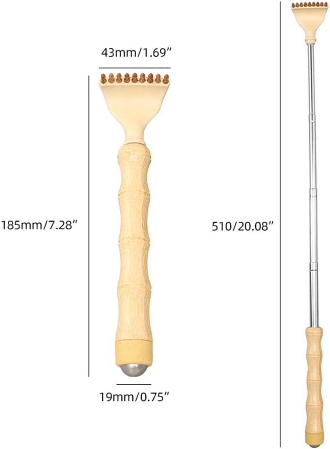 HEYSONG Bamboo Back Scratcher for Easy to Reach Itch Point Self-Therapeutic Telescoping Office Daily Body Scratcher IF0007