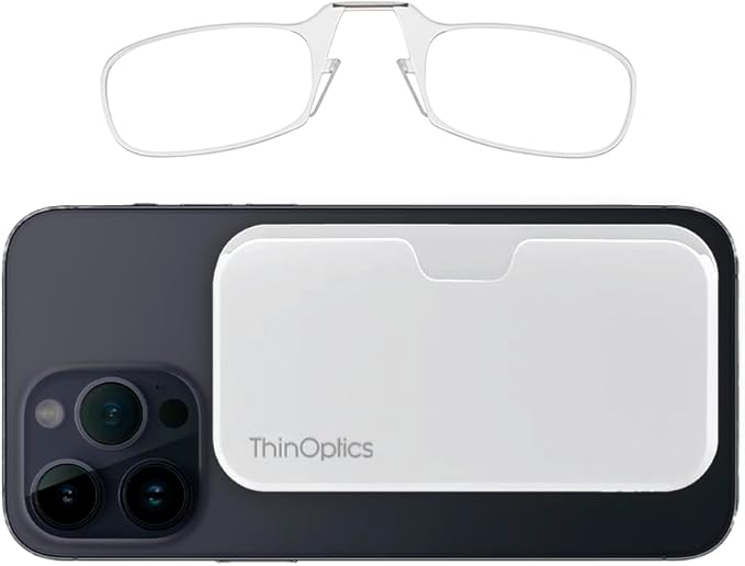 Always With You by ThinOptics Classic Reading Glasses + Case that Sticks to Your Phone - Ultra-Thin Armless Pocket Readers