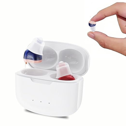 AUSTONE Rechargeable Hearing Aids for Seniors 16-Channel Noise Reduction | Invisible design, Comfort Fit with Portable Charging Case