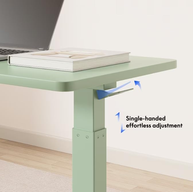FLEXISPOT H7 28" Pneumatic Height-Adjustable Overbed Table with Wheels | C-shaped bedside table TV Tray,Medical End Side Table,Laptop desk for sofa and home office use,27.6"W x 15.7"D,Mint Green